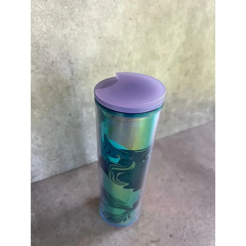 Starbucks cold tumbler 2023 Spring collection iridescent holographic mermaid 16z